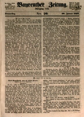 Bayreuther Zeitung Donnerstag 20. Januar 1859