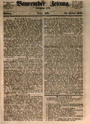 Bayreuther Zeitung Montag 24. Januar 1859