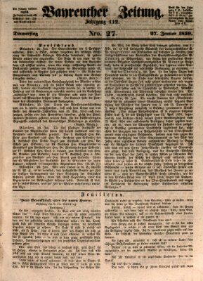 Bayreuther Zeitung Donnerstag 27. Januar 1859