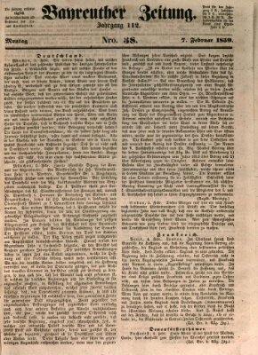 Bayreuther Zeitung Montag 7. Februar 1859