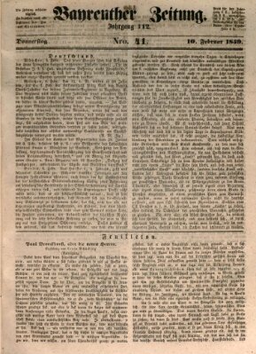 Bayreuther Zeitung Donnerstag 10. Februar 1859