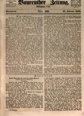 Bayreuther Zeitung Samstag 19. Februar 1859