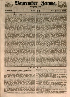 Bayreuther Zeitung Mittwoch 23. Februar 1859