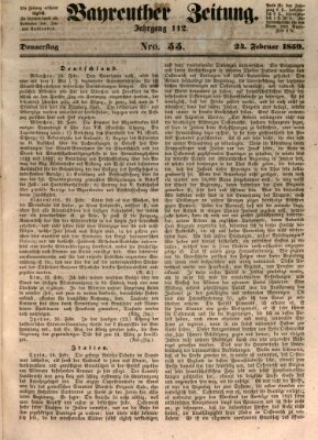 Bayreuther Zeitung Donnerstag 24. Februar 1859