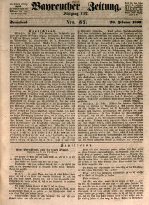 Bayreuther Zeitung Samstag 26. Februar 1859