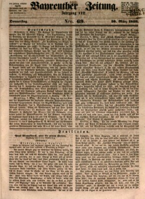 Bayreuther Zeitung Donnerstag 10. März 1859