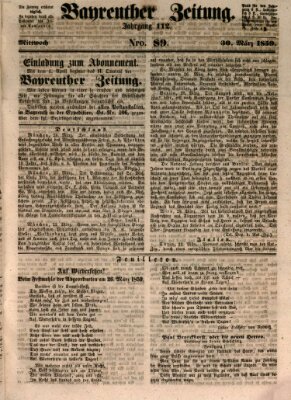 Bayreuther Zeitung Mittwoch 30. März 1859