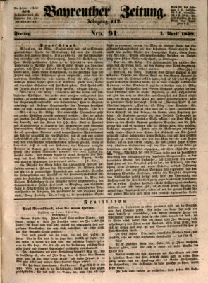 Bayreuther Zeitung Freitag 1. April 1859