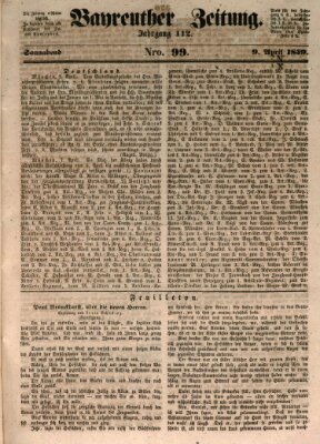 Bayreuther Zeitung Samstag 9. April 1859