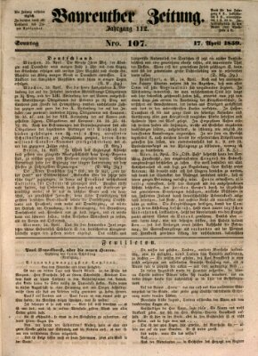 Bayreuther Zeitung Sonntag 17. April 1859