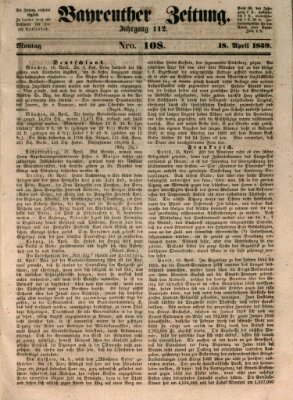 Bayreuther Zeitung Monday 18. April 1859