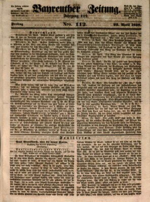 Bayreuther Zeitung Freitag 22. April 1859