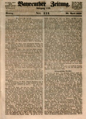 Bayreuther Zeitung Montag 25. April 1859