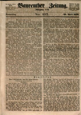 Bayreuther Zeitung Donnerstag 28. April 1859