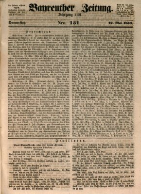 Bayreuther Zeitung Donnerstag 12. Mai 1859