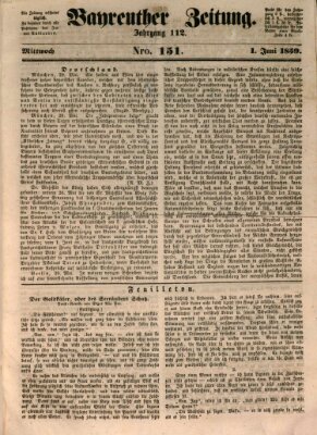 Bayreuther Zeitung Mittwoch 1. Juni 1859