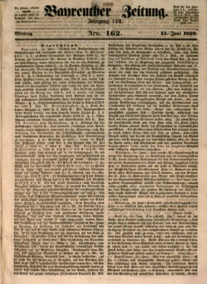 Bayreuther Zeitung Montag 13. Juni 1859