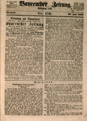 Bayreuther Zeitung Mittwoch 29. Juni 1859