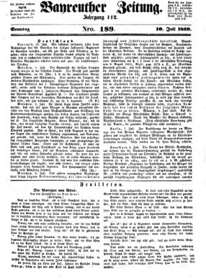 Bayreuther Zeitung Sonntag 10. Juli 1859