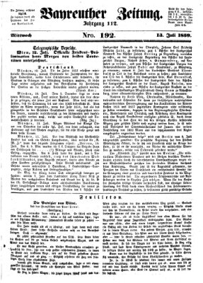 Bayreuther Zeitung Mittwoch 13. Juli 1859