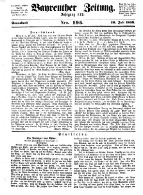 Bayreuther Zeitung Samstag 16. Juli 1859