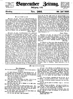 Bayreuther Zeitung Dienstag 26. Juli 1859