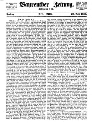 Bayreuther Zeitung Freitag 29. Juli 1859