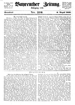 Bayreuther Zeitung Samstag 6. August 1859