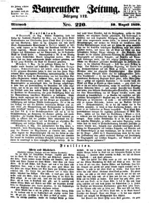 Bayreuther Zeitung Mittwoch 10. August 1859