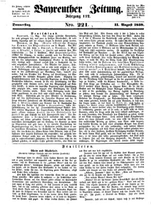 Bayreuther Zeitung Donnerstag 11. August 1859