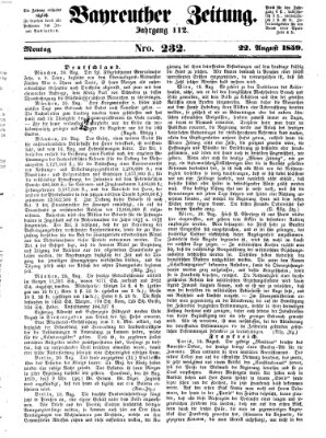 Bayreuther Zeitung Montag 22. August 1859