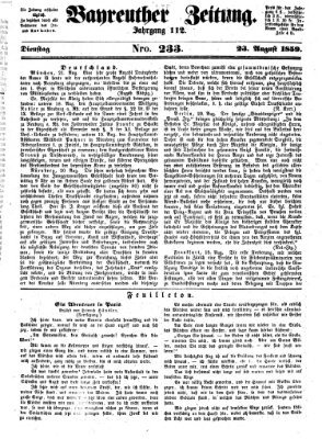 Bayreuther Zeitung Dienstag 23. August 1859