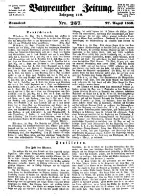 Bayreuther Zeitung Samstag 27. August 1859