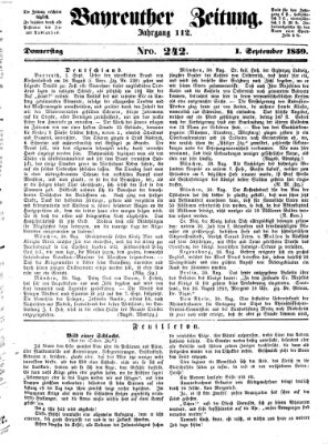 Bayreuther Zeitung Donnerstag 1. September 1859