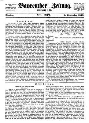 Bayreuther Zeitung Dienstag 6. September 1859