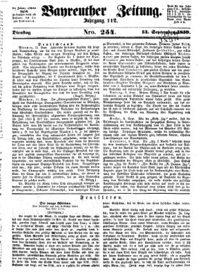 Bayreuther Zeitung Dienstag 13. September 1859