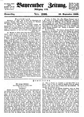 Bayreuther Zeitung Donnerstag 15. September 1859