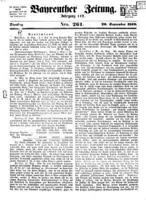 Bayreuther Zeitung Dienstag 20. September 1859