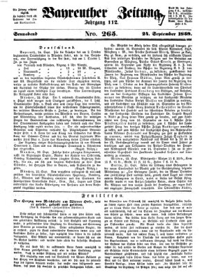 Bayreuther Zeitung Samstag 24. September 1859