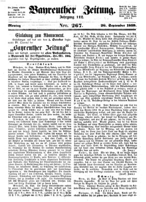 Bayreuther Zeitung Montag 26. September 1859