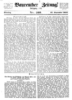 Bayreuther Zeitung Dienstag 27. September 1859