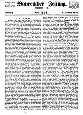 Bayreuther Zeitung Sonntag 2. Oktober 1859