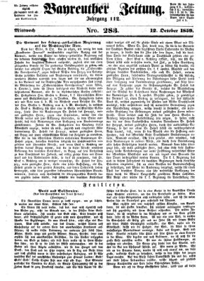 Bayreuther Zeitung Mittwoch 12. Oktober 1859