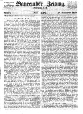 Bayreuther Zeitung Montag 14. November 1859