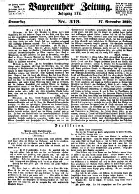 Bayreuther Zeitung Donnerstag 17. November 1859