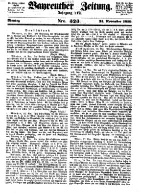 Bayreuther Zeitung Montag 21. November 1859