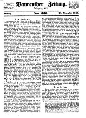 Bayreuther Zeitung Montag 28. November 1859