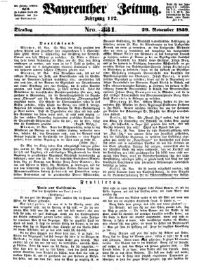 Bayreuther Zeitung Dienstag 29. November 1859