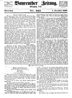 Bayreuther Zeitung Donnerstag 1. Dezember 1859