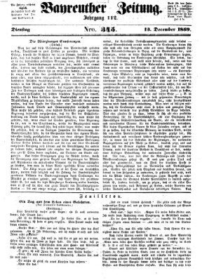 Bayreuther Zeitung Dienstag 13. Dezember 1859